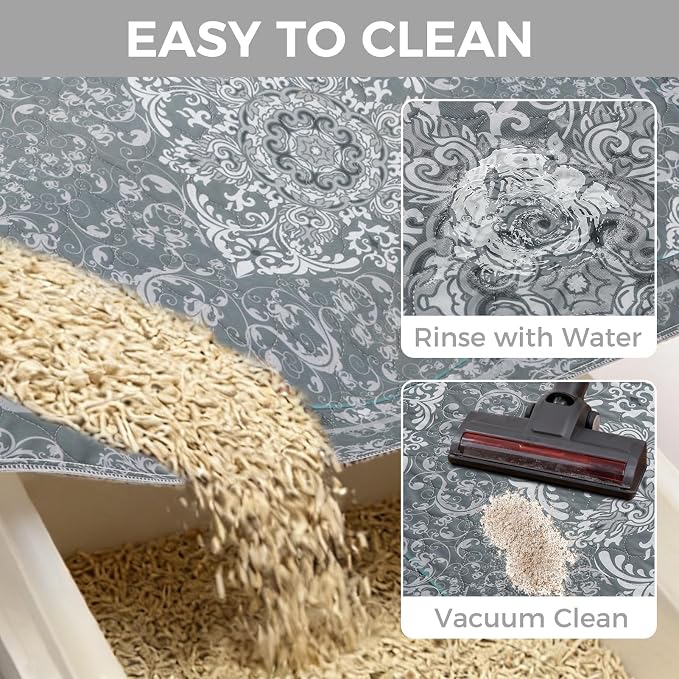 Homimp Cat Litter Mat, Litter Trapping Mat 2 Pack, Contains Mess from Box, Protects Floors,Urine Waterproof,Non-slip,Less Waste Cat Litter Box Mat,Soft on Kitty’s Paws,Washable,Absorbent,Grey 36"X41" - Image 4
