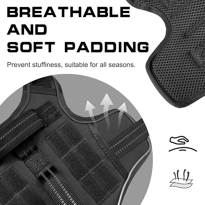 Dog Harness for Large Dogs, No Pull Tactical Vest with Front Clips | Easy Contrl Handle, Breathable Soft Padded, Adjustable, Reflective, Heavy Duty, Easy Take On & Off, Black X-Large - Image 7