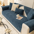 vctops Geometric Jacquard Plush Sofa Couch Covers Farmhouse Neutral Non Slip Sectional Couch Cover Soft Warm Sofa Slipcover for Dogs, Children, Pets Furniture Protector (Dark Blue,36"x94") by vctops