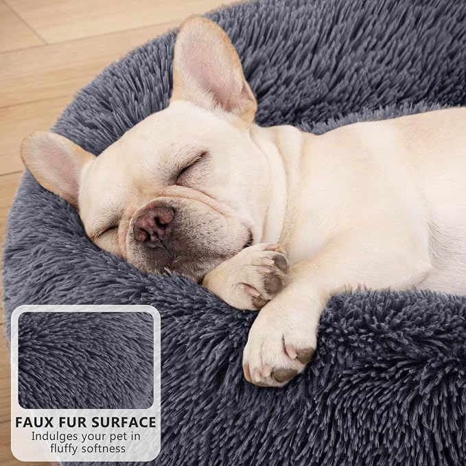 MIXJOY Orthopedic Dog Bed Comfortable Donut Cuddler Round Pet Beds Ultra Soft Washable Dog and Cat Cushion Bed (36'', Dark Gray) - Image 3