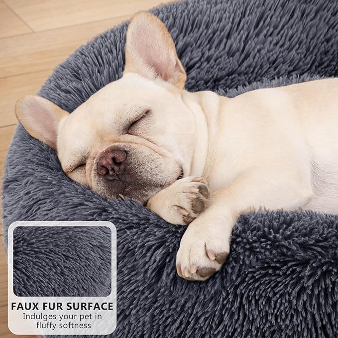 MIXJOY Orthopedic Dog Bed Comfortable Donut Cuddler Round Pet Beds Ultra Soft Washable Dog and Cat Cushion Bed (30'', Dark Gray) - Image 3