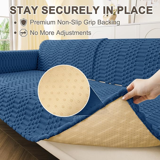 Smiry Waterproof Couch Covers for Dogs Washable, Non Slip Pet Sofa Cover | Plush Scratch Resistant Flannel Furniture Protector for Dogs, Navy, 36" x 47" - Image 4