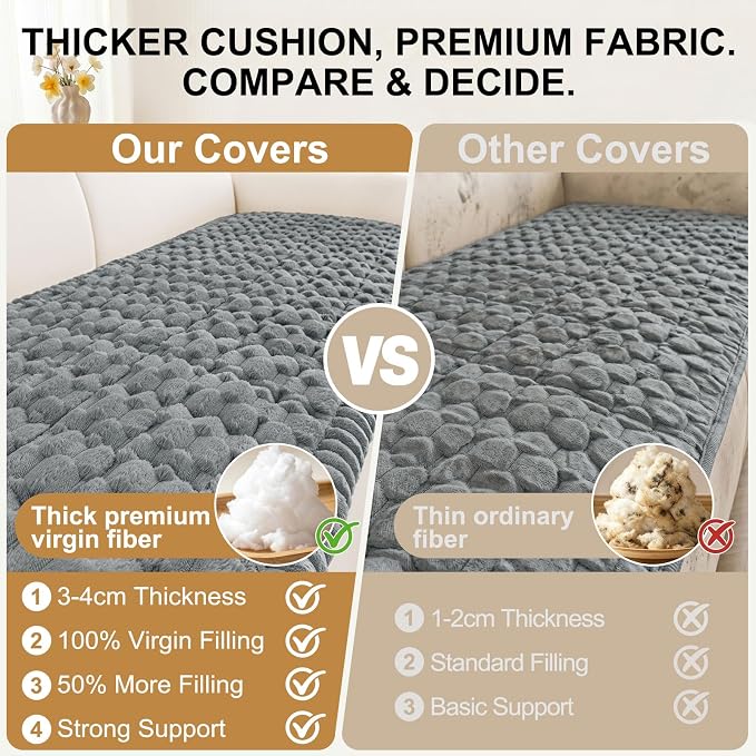 Smiry Non Slip Couch Covers for Dogs, Scratch Resistant Pet Sofa Protector | Machine Washable Soft Fuzzy Thick Furniture Cover for Sofa Loveseat Sectional Large Dogs, Grey, 27.6" x 59" - Image 4