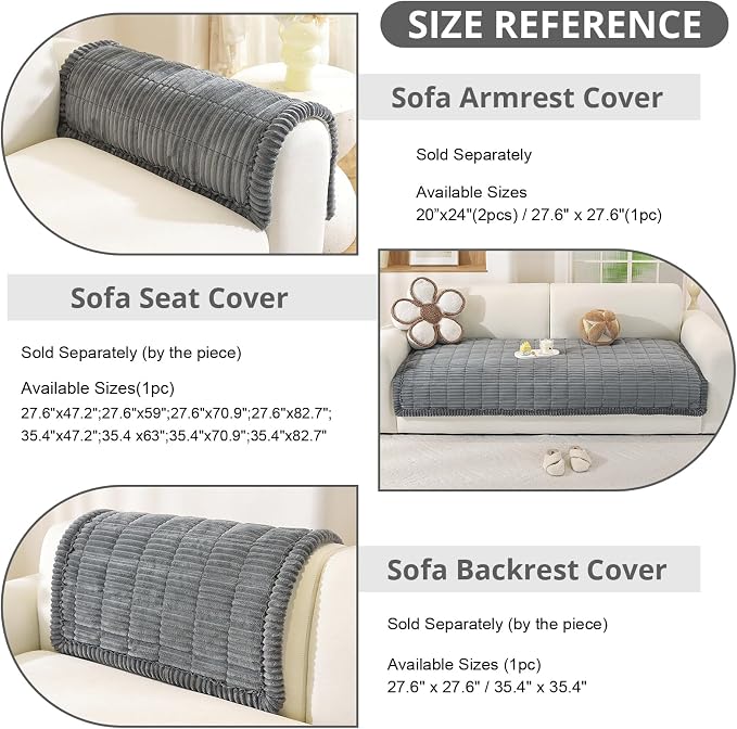 OstepDecor Couch Cover for Dogs, Washable Non Slip Sofa Cover for Pets | Soft Couch Covers for Sofa, Loveseat and Sectional, Furniture Protector Against Pet Hair & Dirt (35.4" x 47.2", Dark Grey) - Image 3