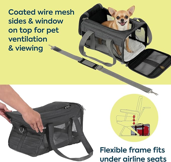 Sherpa Original Deluxe Travel Pet Carrier, Airline Approved & Guaranteed On Board - Charcoal Gray, Small - Image 2