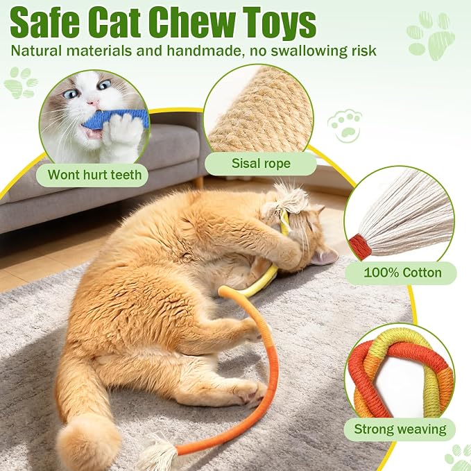 Retro Shaw Catnip Cat Toys Chew Ropes, for Indoor Cats Chew Kicker, 23.6" | Natural Catnip, Durable Safe Teeth Cleaning Chew Toy String, Kitten Nip Kitty Kicking, Interactive Fun, 3 Pack - Image 3