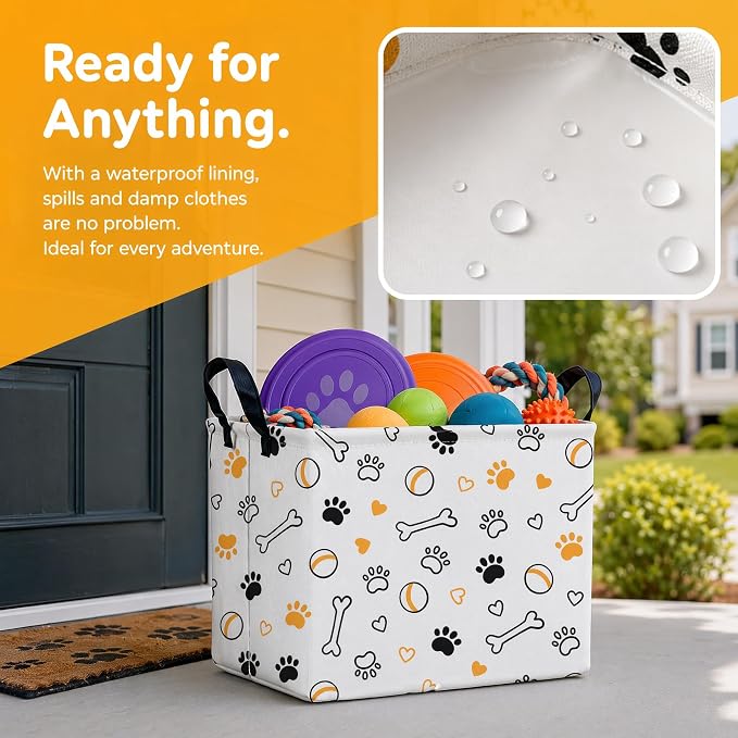 Large Dog Toy Basket Puppy Stuff Storage Bin Organizer Holder Pet Box Doggie Room Decor (Yellow Black B) - Image 6