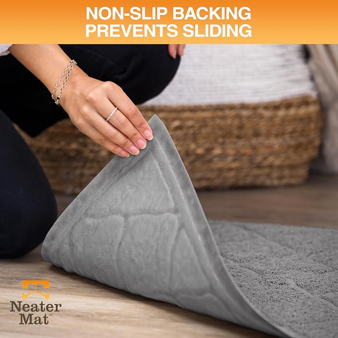 Neater Pets Neater Mat Cat Litter Rug, Thick & Durable Cat Mat for Litter Box, Trapper Pad Catches Mess to Protect Indoor Floors, Soft on Kitty Paws, Anti-Skid Grip Backing, Easy to Clean, Grey - Image 4