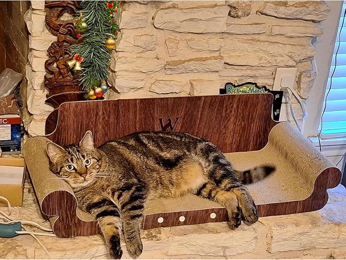 Extra Large Cat Scratcher Bed, 32 Inch Cat Scratching Board Cat Couch, Durable Cardboard Cat Scratcher Lounger, Modern Stylish Cats Bed for Indoor Cats, Furniture Protector - Image 6