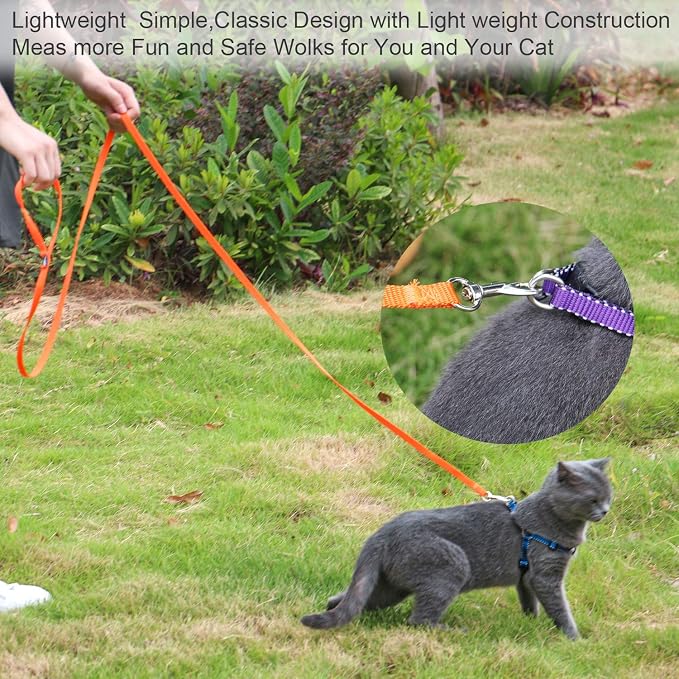 AMAGOOD 6 FT Cat Leash, Strong and Durable Traditional Style Leash with Easy to Use Collar Hook,Cat Lead Great for Cats (3/8 in x 6 ft,Black and Orange(2-Pack)) - Image 6