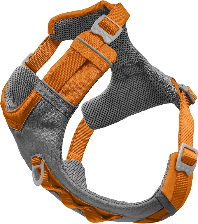 Kurgo Journey Air Dog Harness, Orange, Large | Padded Chest, Ripstop Outer & Breathable Mesh, Back Assist Handle, Rust-Free Aluminum Hardware, Reflective Trim by Kurgo