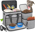 6 Set Dog Travel Bag, Large Pet Travel Kit for Supplies, Grey | Includes 2 Food Containers, 1 Pet Organizer for Dogs, 2 Collapsible Bowls, 1 Treat Pouch, Dog Weekend Overnight Bag Luggage by Abrimelodi