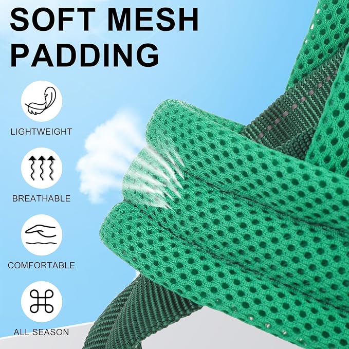 BEAUTYZOO Dog Harness Medium Sized and Leash Set, No Pull Step in Pet Vest | Breathable Mesh with Handle, Reflective, Adjustable No Choke Escape Proof, Lightweight, Easy Control for Walking, Green M - Image 3