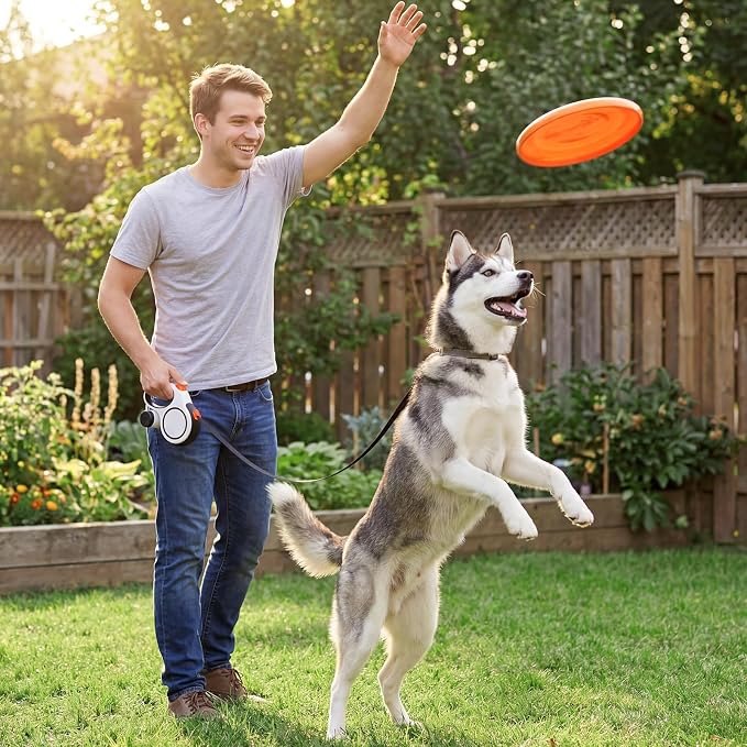 Segarty 16 Ft 360°Tangle-Free Leash with Detachable Waste Bag Holder, Retractable Dog Lead for Pet up to 66 Lbs, 5m White Walking Leash with Anti-Slip Handle & One-Handed Brake Pause Lock for Outdoors - Image 7