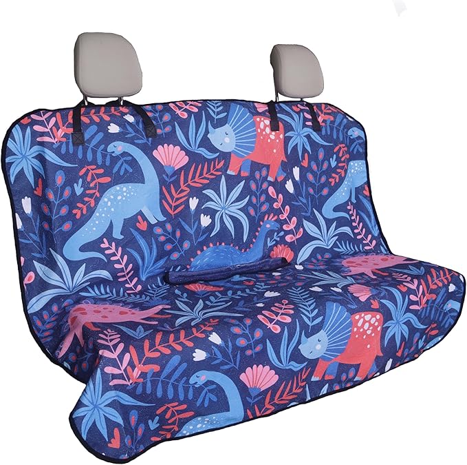 Back Seat Cover for Car Trucks Van SUV Jeep,Waterproof Rear Bench Towel Seat Covers for Dogs and Kids,Automotive Backseat Protector (Dinosaur) by LoyaGour