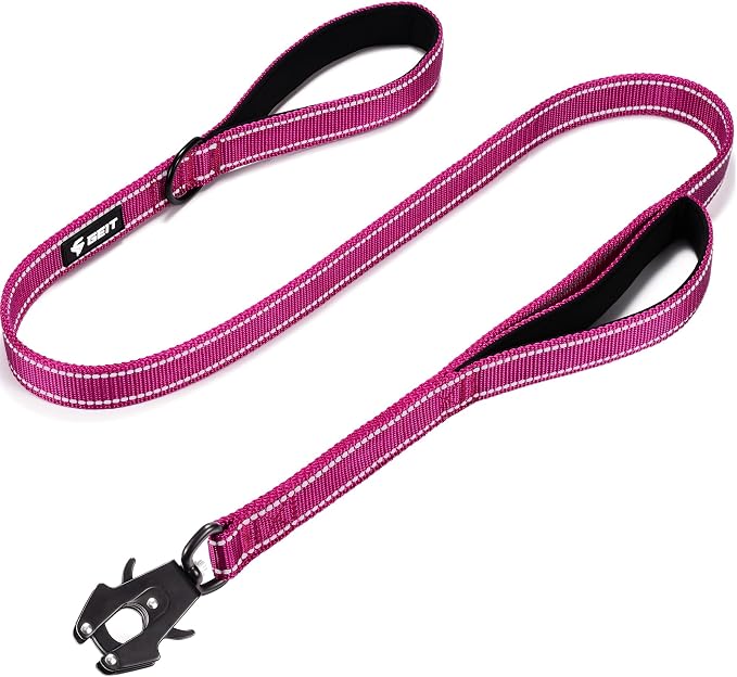 GEIT 2 Padded Handles Heavy Duty Dog Leash for Small Medium and Large Dogs | 4/5/6FT Reflective Dog Leashes with Aluminum Quick Release/Locking Tactical Frog Clip,Comfortable Traffic Handle by GEIT