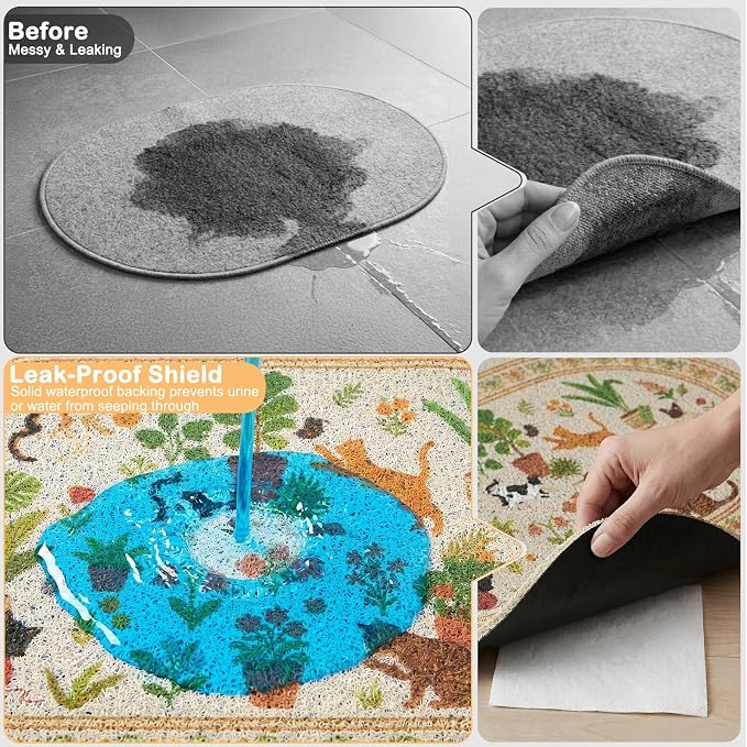 Bienbee Cat Litter Mat, 33" x 22" Dense Trapping Mesh for Litter Boxes | Litter Box Mat with PVC Mesh, Waterproof &Urineproof, Non-Slip Grip, Soft On Kitty Paws and Easy to Clean to Protect Floor - Image 3