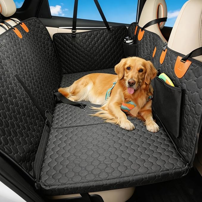 Back Seat Extender for Dogs, Waterproof Dog Car Seat Cover for Back Seat with Hard Bottom, Upgraded Material, Anti Scratch, Easy to Use and Clean, Holds 420lbs by Pawccoli