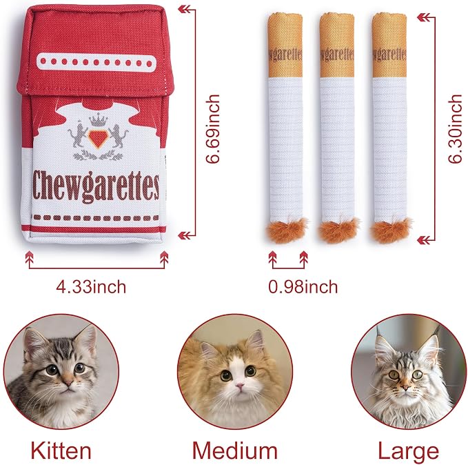 Nocciola 3 Pack Catnip Toys for Cats, Funny Cat Toys Filled with 100% Pure Organic Catnip, Safe Kitten Teething Chew and Kicker Toys, Stress Relieving Fun for Indoor Cats,Red - Image 3