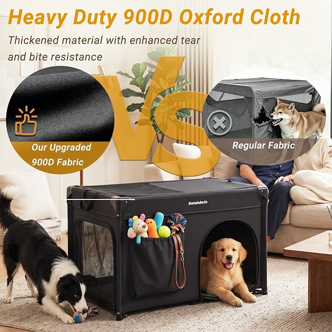 36 Inch Collapsible Travel Dog Crate, 4 Doors & Soft Pet Mat | Portable Dog Travel Crate for Medium Dogs,Large Storage Bag & Breathable Mesh,Soft Sided Dog Crate for Indoor & Outdoor Black - Image 6