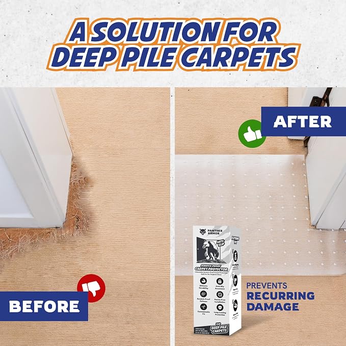 Panther Armor Cat Carpet Protector for Deep Pile, Runner Mat 16 x 43 in | Stops cats scratching deep pile carpet. Door edge protector and plastic runner mat - Image 2