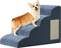 Dog Stairs for Small Dogs 19.7" H, Dog Ramp for Bed, 4-Step, Navy | Dog Steps for Bed, Couch, Pet Stairs with Non-Slip Bottom Design, Cat Scratching,High Density Foam Portable Pet Steps, Indoor by Ahpmeoa