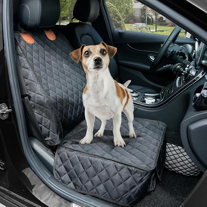 PETICON 2 Pack Pet Car Seat Cover for Front Seat, Captain Chair Seat Cover | Waterproof Pet Seat Protector, Full Protection with Side Flaps, Non-Slip, Large Front Storage Pocket, Fits Cars/Trucks/SUVs - Image 4