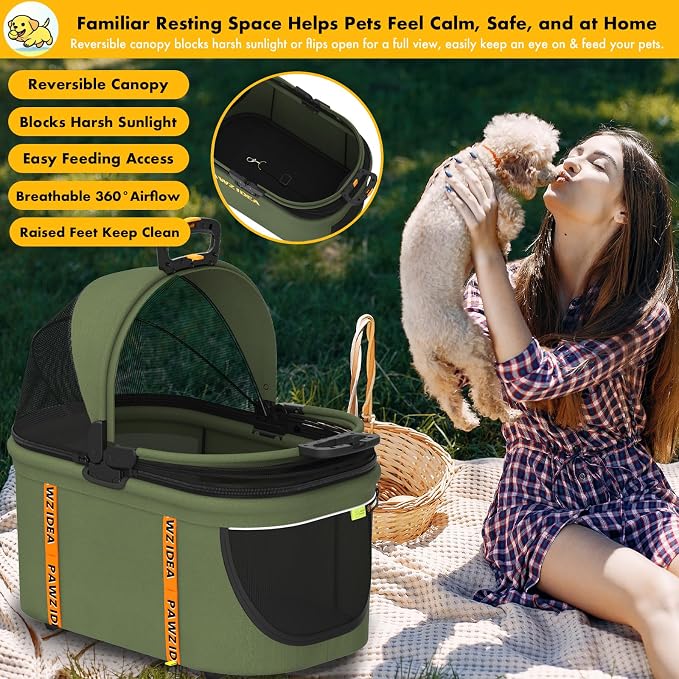 PAWZIDEA Portable Small Dog Crate for Car Travel Up to 33lbs, No-Zip Canopy | Enclosed Dog Car Seat Escape-Proof, Soft-Sided Small Medium Puppy Cats Car Kennel, Foldable Pet Carrier by Seatbelt, Top-Load - Image 6