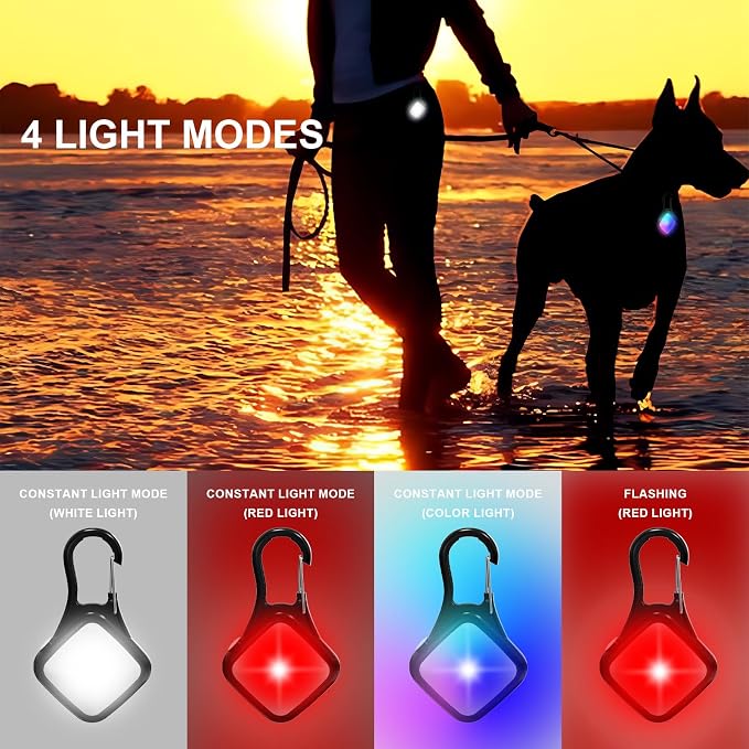 Dog Collar Light 4 Modes RGB Lights High Capacity USB Rechargeable Dog Light Waterproof for Night Walking(2 Pack Black) - Image 2