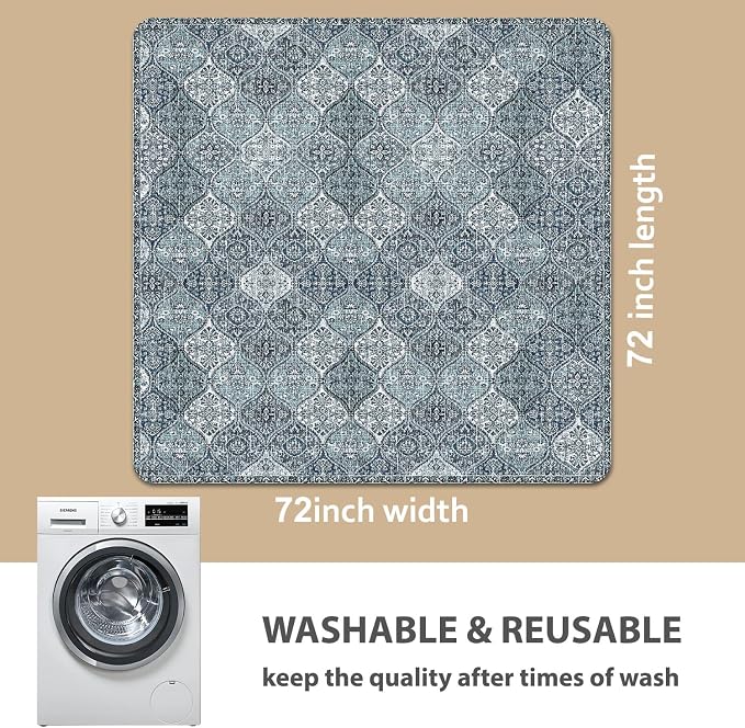 nunubaby Washable Pee Pads for Dogs, Stylish, Non-Slip and Leak-Proof Pee Pads. Reusable Potty Pads for Dogs for Crates and Floors.(Blue/Multi, 72" x72" ) - Image 4