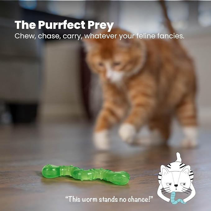 Catstages OrkaKat Wiggle Worm Dental Cat Chew Toy with Catnip, 3.8" | Supports Clean Teeth & Massages Gums, Lightweight & Bouncy, Bat & Chase, Encourages Healthy Chewing, Cats & Teething Kittens - Image 6