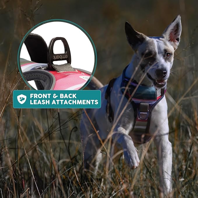 Embark No Pull Dog Harness, Reflective Adjustable Training Vest, No Choke | Adjustable straps fit all dog breeds with sturdy hooks; 360° reflective trim, soft padded Harness Design for All Dogs - Image 8