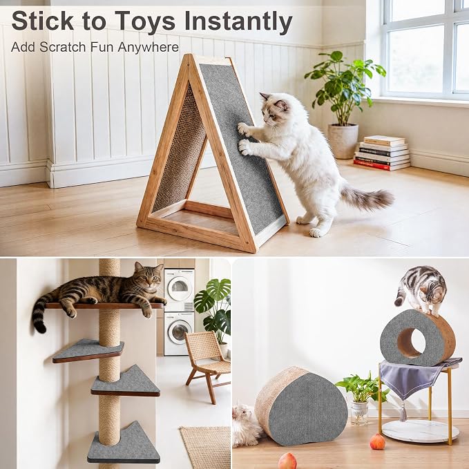 Small Cat Scratcher, 23.6x11.8 Cat Scratch Furniture Protector | Trimmable, No-Shedding Cat Scratch Pad with Self-Adhesive Backing for Climbing, Protects Walls and Couch, Gray - Image 7