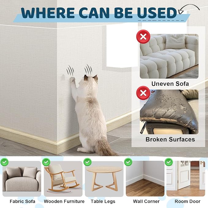 Transparent Cat Scratch Furniture Protectors 10Pcs 17x11.8in Scratch Guards | transparent guards, heavy-duty anti-scratch, safe for leather, fabric, wood, peel-and-stick, residue-free removal - Image 4