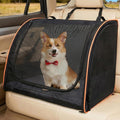 Dog Car Seat, Enclosed Carrier for Pets Travel Safety Dog Crate Soft-Sided Covered Car Kennel Carrier for Backseat for Medium Dogs by UNICITII