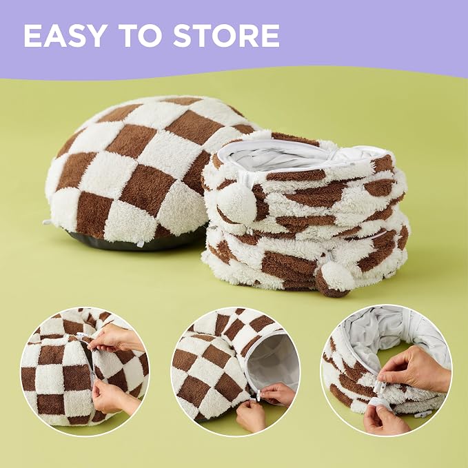 Lesure Donut Cute Jacquard Cat Tunnel Bed Kitten Toys for Puppy Bunny | 33.5x33.5x10in,Round Cat Bed Tube for Indoor Cats Rabbit Dog,Pet Peekaboo Cave Toy,Spiral Hideaway,Washable Cushion,Brown - Image 4