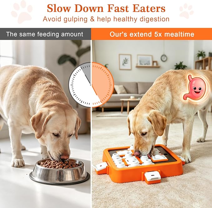 Aluckmao Dog Puzzle Toy Large - Adjustable Levels Food Treat Feeder Game | Beginner to Advanced Difficulty, Brain Stimulation Mental Enrichment, Interactive Feeding, for All Breeds, Orange - Image 6