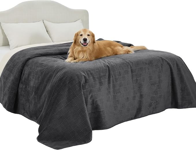 Bedsure Waterproof Bed Cover for Bed and Dogs Quick Drying, 82x102IN | Waterproof Blanket Washable for Large Dogs King Bed Cozy, Lightweight Furniture Protector for Pet Cat, Ash Grey by Unknown