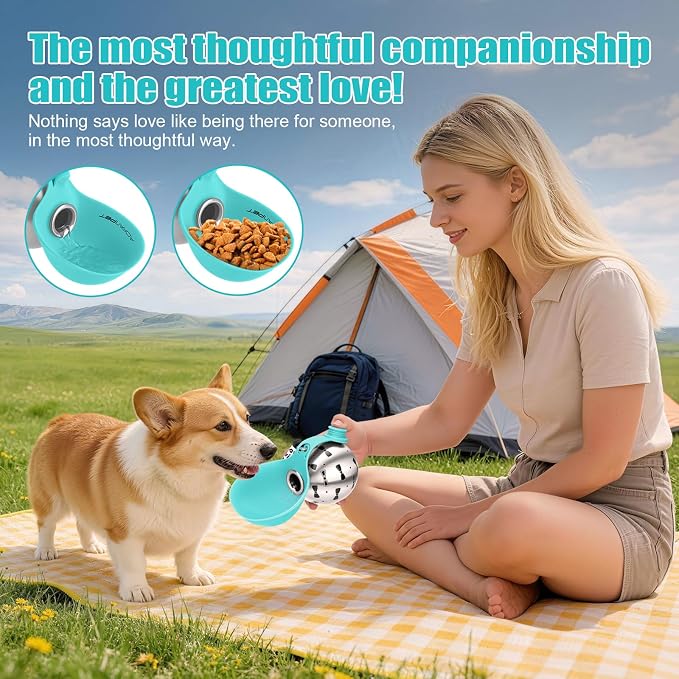 Portable Dog Water Bottle 10oz Stainless Steel Travel Dog Water Dispenser with Bowl No-Spill Puppy Water Bottle for Walking Hiking Small Dog Water Bottle (Blue Bow Print) - Image 5