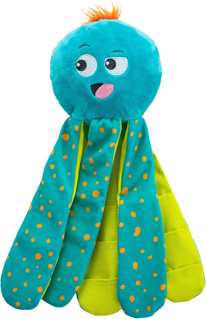 Outward Hound Nina Ottosson Silly Legz Octopus Dog Toy Treat Puzzle, 13.8" | Roll-Up Legs, 15 Hidden Treat Pockets, Plush Floppy Body, Squeaker in Head, Interactive Snuffle & Seek, Dogs & Puppies by OutwardHound