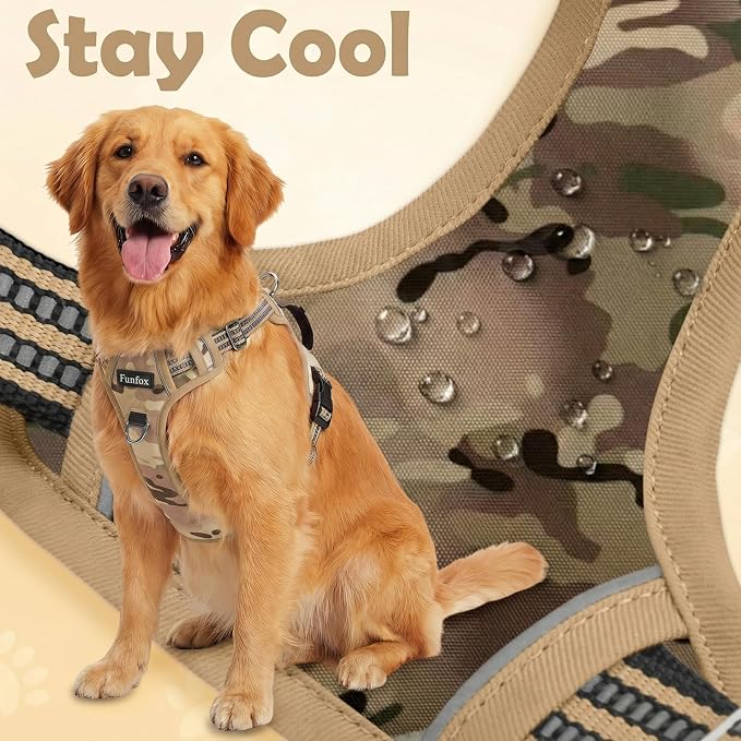 Dog Harness No Pull, Adjustable Pet Vest Harness, Super Soft Material with Vertical Handle Easy Control, Reflective Night Walking, 2 Leash Clips for Small Sized Dogs, Camo Brown, S - Image 5