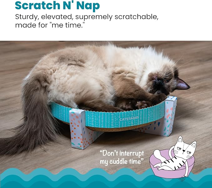 Catstages Scratch,Snuggle & Rest – 2‑in‑1 Indoor Cat Scratcher & Elevated Cat Lounger,Catnip Included,(Pack of 6) - Image 3