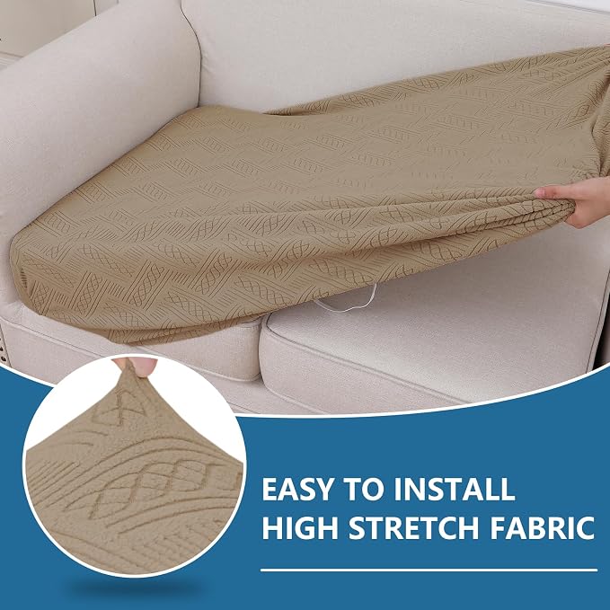 hyha Individual Couch Cushion Covers, Sofa Seat Cushion Covers Washable | Stretch Dog Couch Cover, Elastic Bottom, Anti-Slip Protector, Ideal For Pets & Kids, Durable Sofa Slipcover, Back Cover L - Image 5