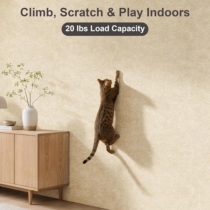 Large Cat Scratcher, 78.7x15.7 Cat Scratch Furniture Protector | Trimmable, No-Shedding Cat Scratch Pad with Self-Adhesive Backing for Climbing, Protects Walls and Couch, Beige - Image 6