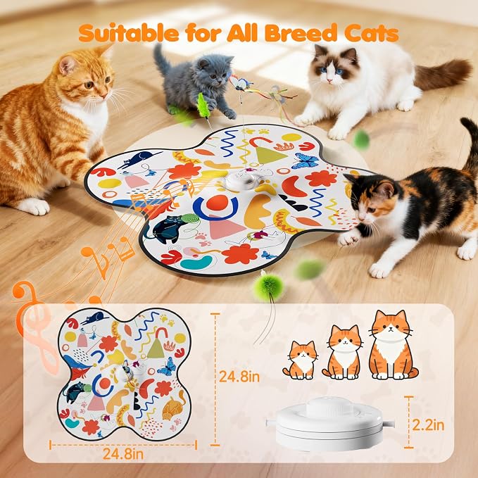 Aktor Interactive Cat Toy for Indoor Cats - Rechargeable Automatic Hide & Seek with Fluttering Butterfly, Moving Feather Wands & Realistic Prey Sounds | Motion Activated Exercise Toy for Bored Cats - Image 6