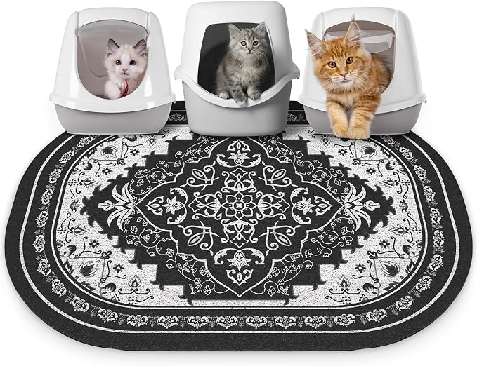 Bienbee Cat Litter Mat, 40" x 30" Dense Trapping Mesh for Litter Boxes | Litter Box Mat with PVC Mesh, Waterproof &Urineproof, Non-Slip Grip, Soft On Kitty Paws and Easy to Clean to Protect Floor by Bienbee