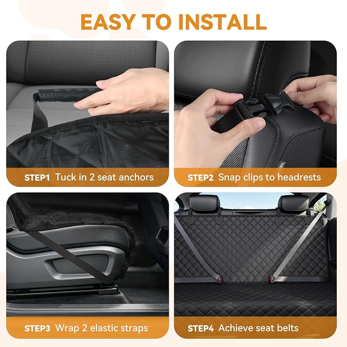 PETICON Waterproof Pet Bench Seat Covers for Midsize & Large SUVs | Toyota Tacoma/Jeep Grand Cherokee/Ford Explorer/Ranger/Chevrolet Colorado, Scratchproof Nonslip Durable Rear Seat Cover - Image 8