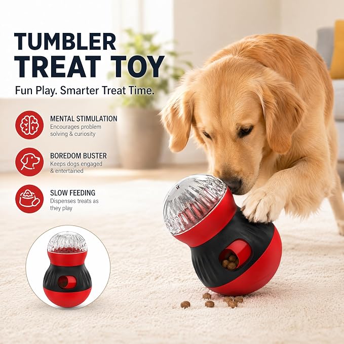 Dog Tumbler Slow Feeder Puzzle Treat Toy for Dogs Cats | Dog tumbler treat feeder stimulates pets' IQ, eases anxiety. Safe durable material works great for both dogs and cats. - Image 2