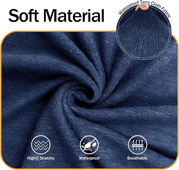 Waterproof Stretch Spandex Chair Sofa Slipcover - Non-Slip Soft Couch Cover with Elastic Bottom, Washable Leakproof Furniture Protector for Kids, Pets, Dogs & Cats (Chair, Navy) - Image 5
