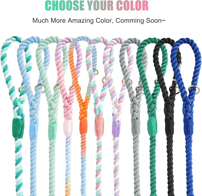 6 FT Handmade Rope Dog Leash for Small Medium and Large Dogs | Soft and Comfortable Grip, New Golden Heavy Duty Metal Clasp, Cherry Blossom Pink - Image 6
